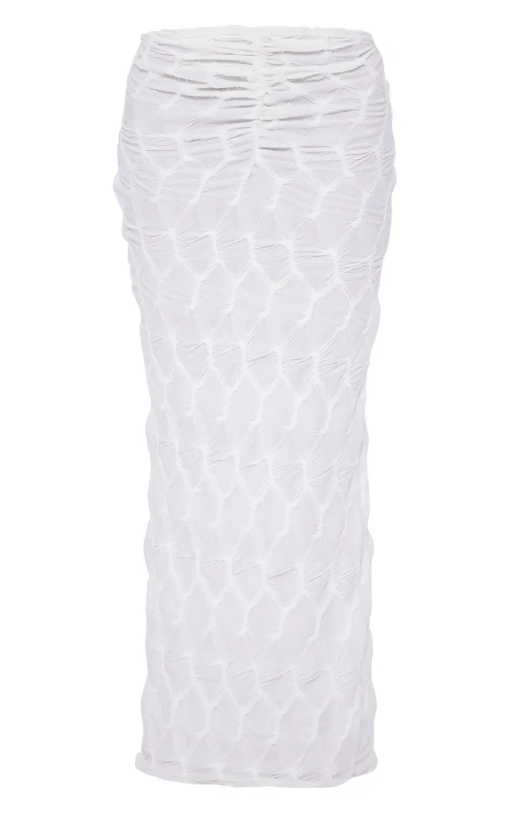 Jupe longue en jersey crème texturée